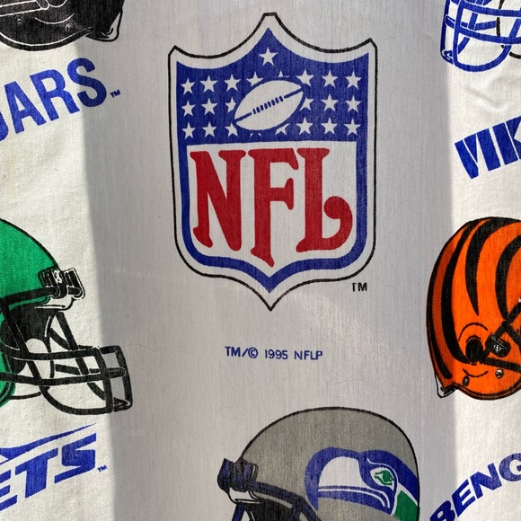 Vintage NFL 1985 Football Helmets Curtain Panel from The Bibb Co. - Picture 4 of 5